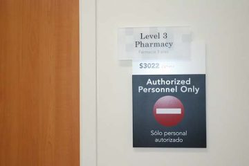 Signage for the pharmacy in the Tidwell Procedure Center